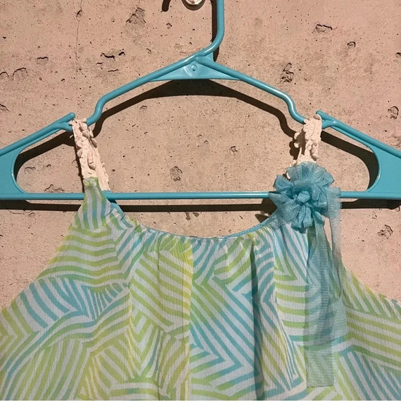 Disney D-Signed Jessie Blue Green Tank Top Size Girls L  Layers Flowy Flowers - Picture 2 of 8